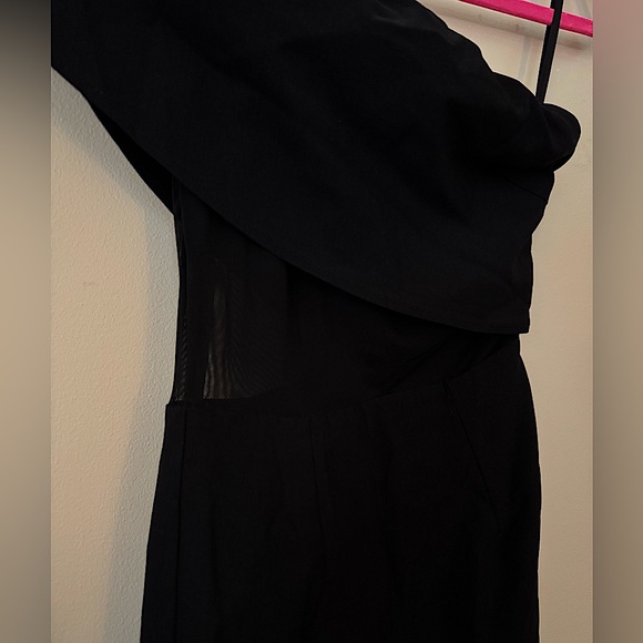 Superdown Danielle Black One Shoulder Mini Dress Mesh Cutout Size XS - Picture 6 of 9